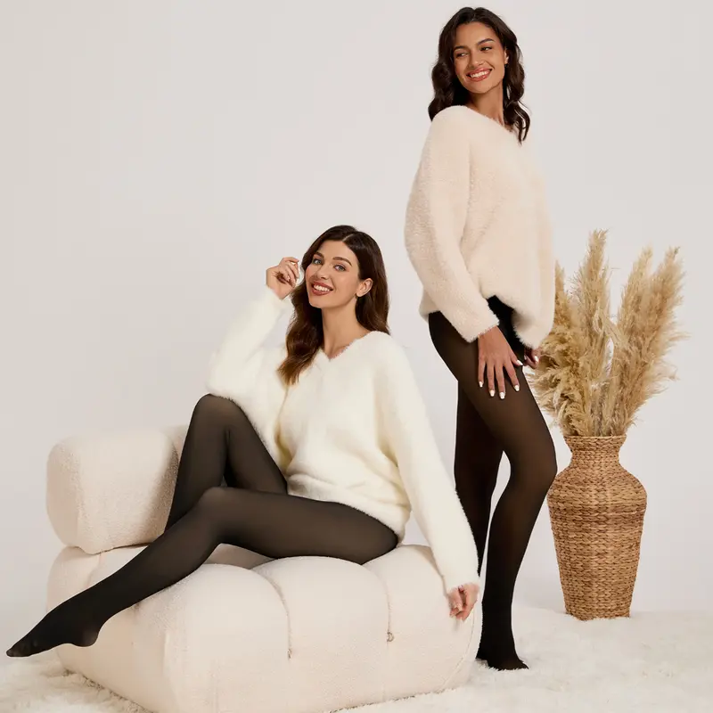 Fleece Lined Tights One-Lined Seams both front and back